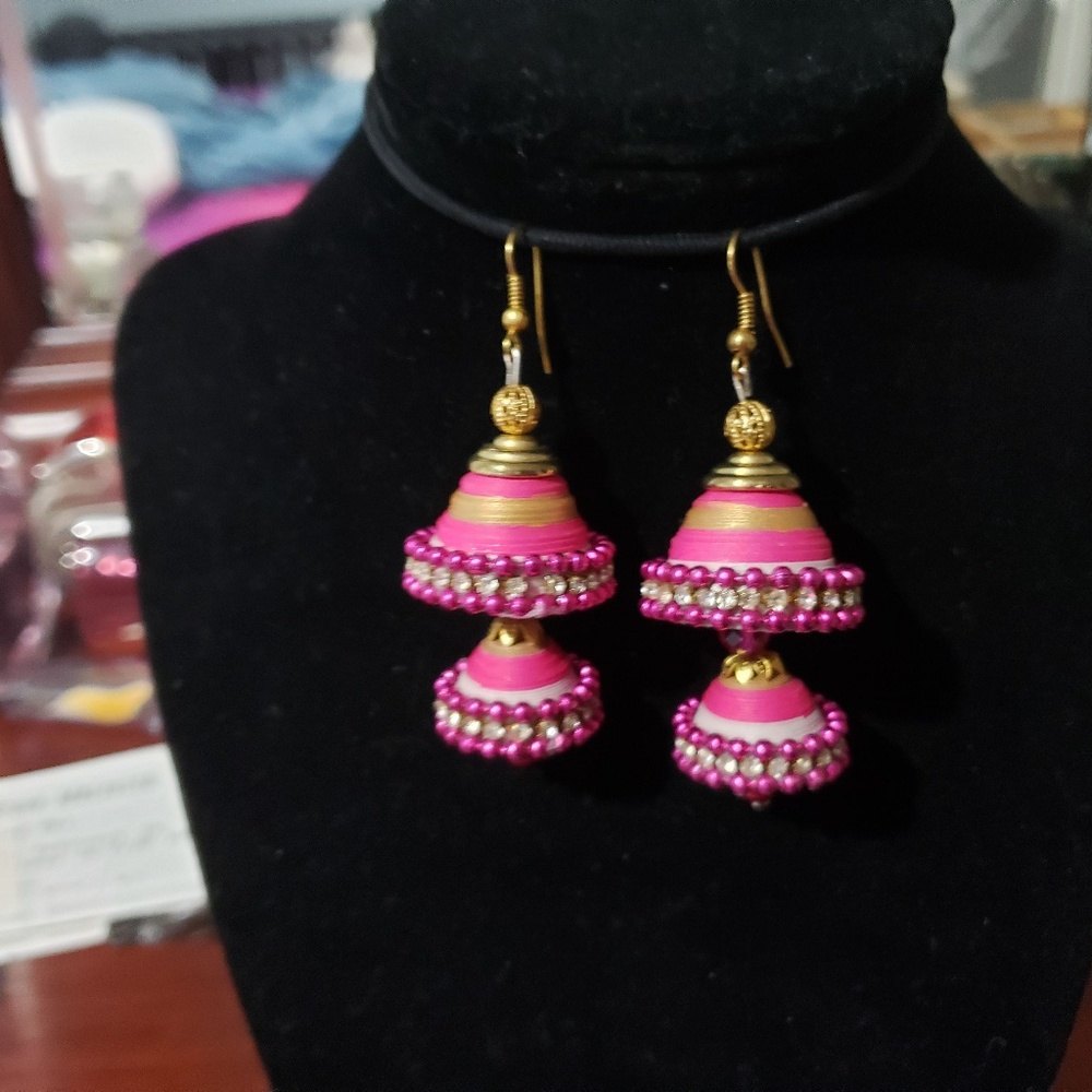 Nwot Quilling Earrings Bright Indian Jumki